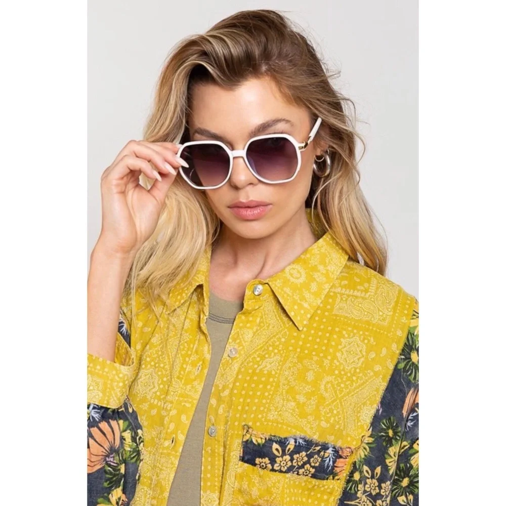 POL White Trendy Oversized Fashion Sunnies